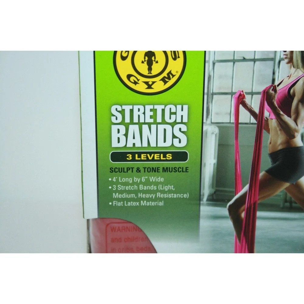 NEW Golds Gym Stretch Resistance Latex Workout Bands 3 Levels Tone Muscles